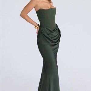 House of CB Persephone Dark Green Strapless Maxi Dress